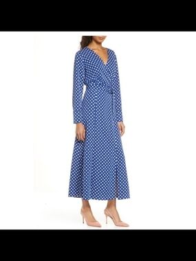 1901 Polka Dot Wrap Maxi Dress - Blue